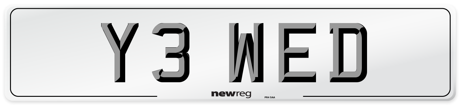 Y3 WED Number Plate from New Reg